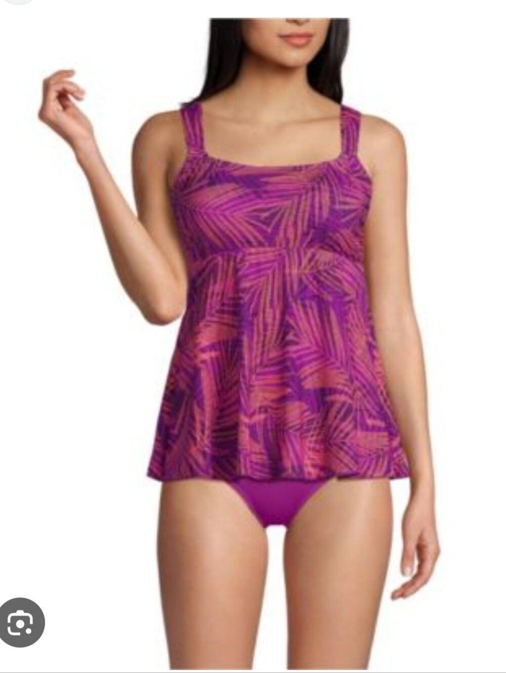 NWT 1X, 16W -18W Tankini Pink Floral Print Flutter